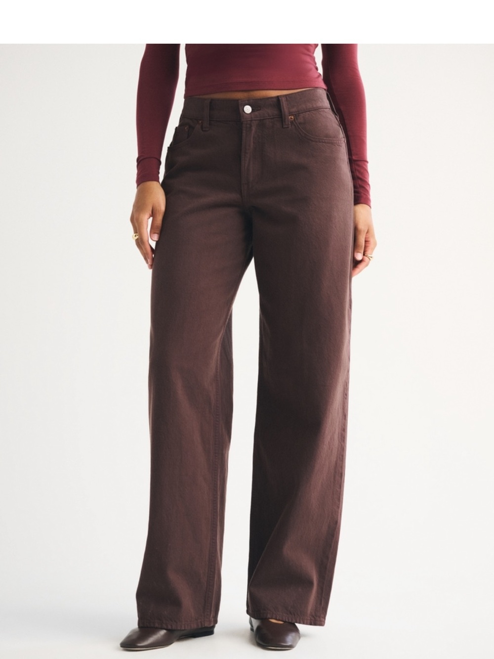 Abercrombie and Fitch Curve love low rise loose jean chocolate brown size 25L